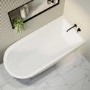 Freestanding Single Ended Right Hand Corner Shower Bath with Black Bath Screen 1650 x 800mm - Amaro