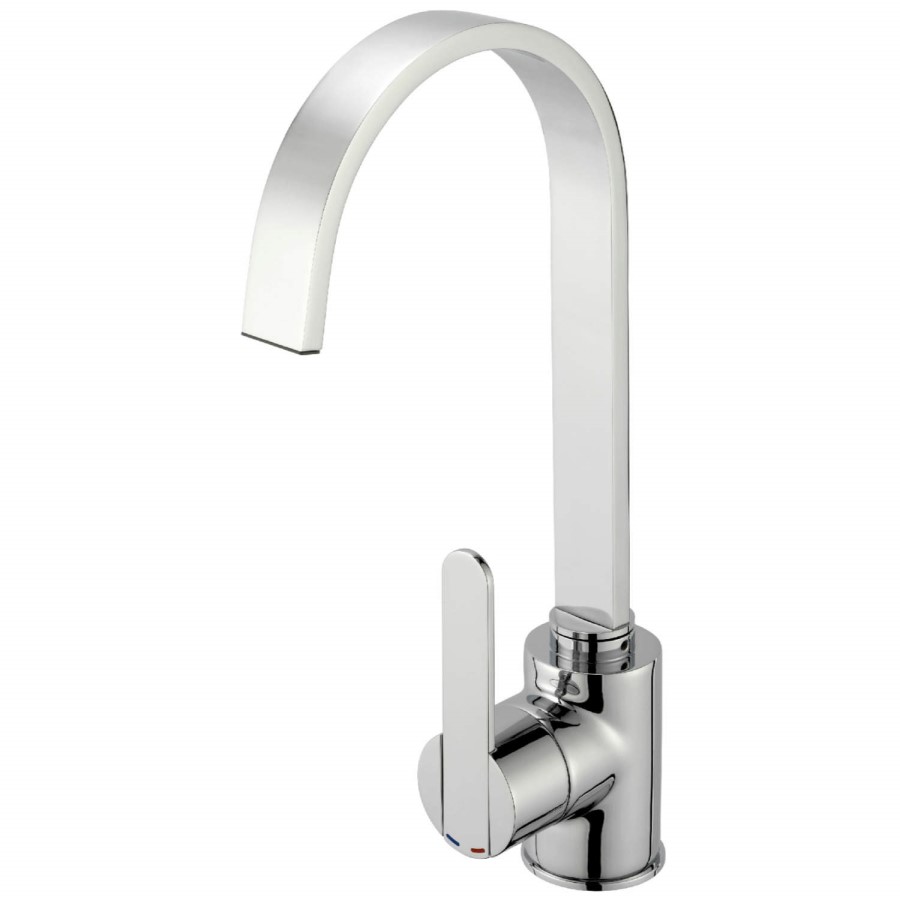 Reginox Chrome Single Lever Swan Neck Kitchen Tap - Amur