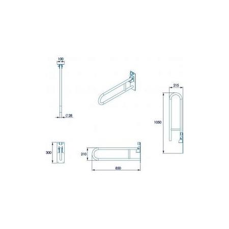 GRADE A1 - Stainless Steel Fold Away Hand Rail 850mm