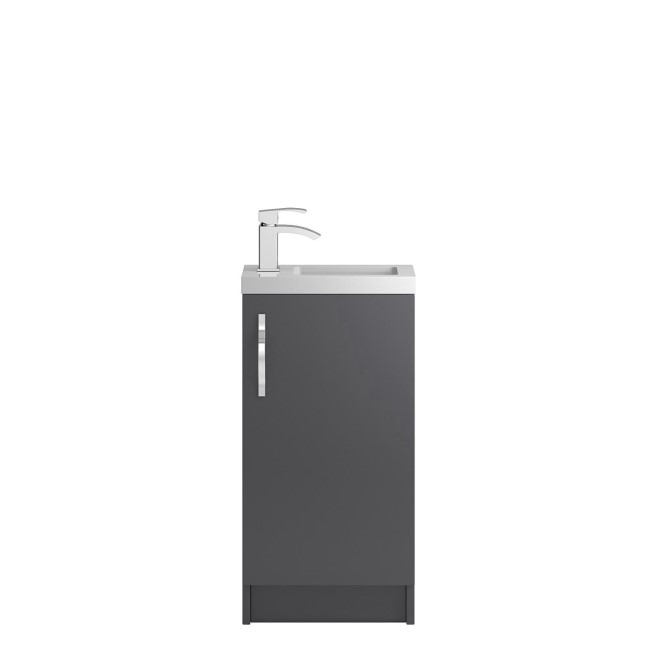Grey Free Standing Compact Bathroom Vanity Unit & Basin - W405 x H850mm