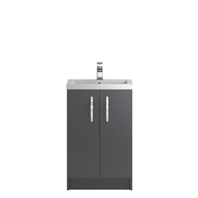 Grey Free Standing Bathroom Vanity Unit & Basin - W505 x H850mm
