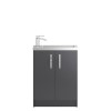 Grey Free Standing Compact Bathroom Vanity Unit &amp; Basin - W605 x H850mm