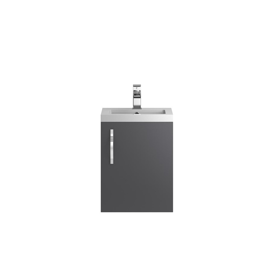 Grey Wall Hung Bathroom Vanity Unit & Basin - W405 x H540mm