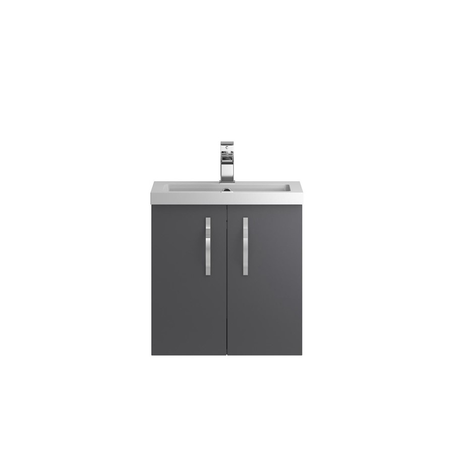 Grey Wall Hung Bathroom Vanity Unit & Basin - W505 x H540mm
