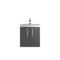 Grey Wall Hung Bathroom Vanity Unit & Basin - W505 x H540mm