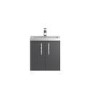 Grey Wall Hung Bathroom Vanity Unit & Basin - W505 x H540mm