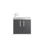 Grey Wall Hung Compact Bathroom Vanity Unit & Basin - W605 x H540mm