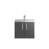 Grey Wall Hung Bathroom Vanity Unit &amp; Basin - W605 x H540mm