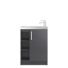 Grey Free Standing Compact Bathroom Vanity Unit &amp; Basin - W605 x H850mm