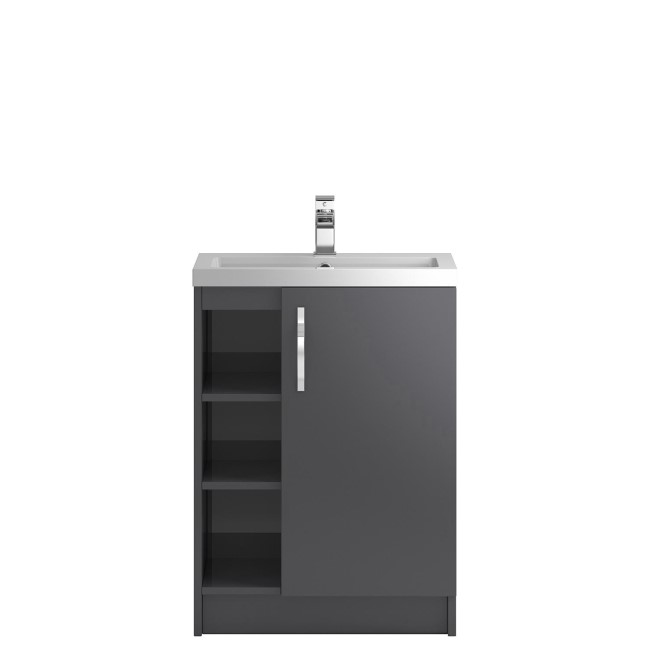 Grey Free Standing Bathroom Vanity Unit & Basin - W605 x H810mm