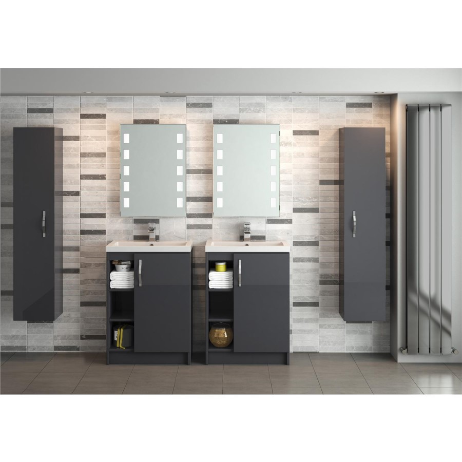 Grey Free Standing Bathroom Vanity Unit & Basin - W605 x H810mm