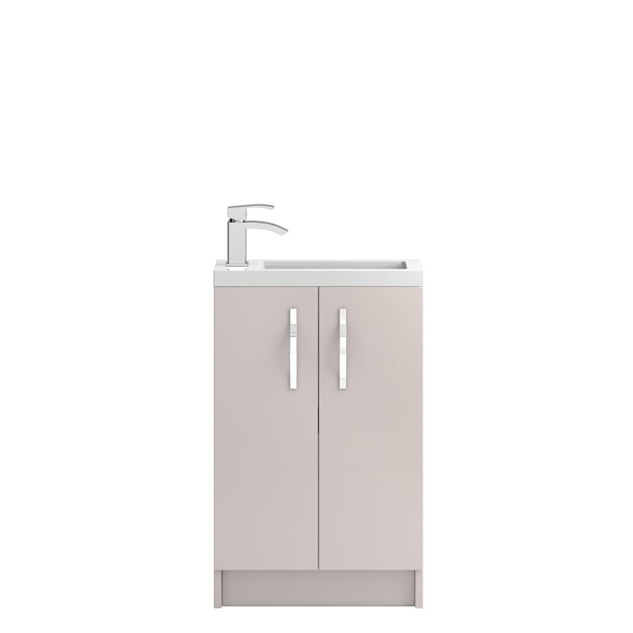 Cashmere Free Standing Compact Bathroom Vanity Unit & Basin - W505 x 850mm