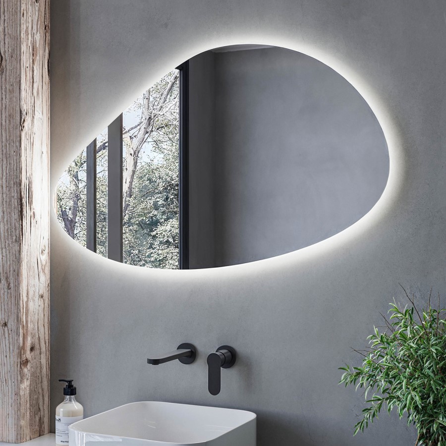 ONLY OPENED - Pebble Backlit Heated Bathroom Mirror with Lights 600 x 1000mm - Apollo