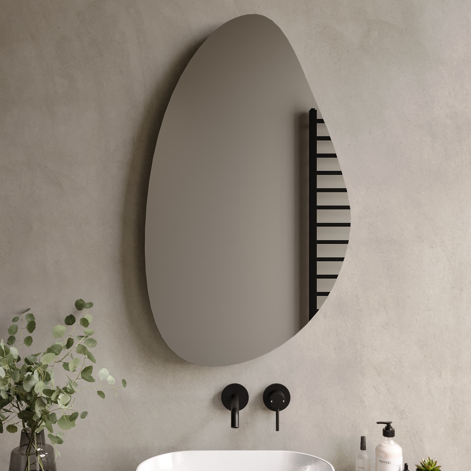 Apollo Silver Pebble Frameless Bathroom Mirror 600 X 1000Mm