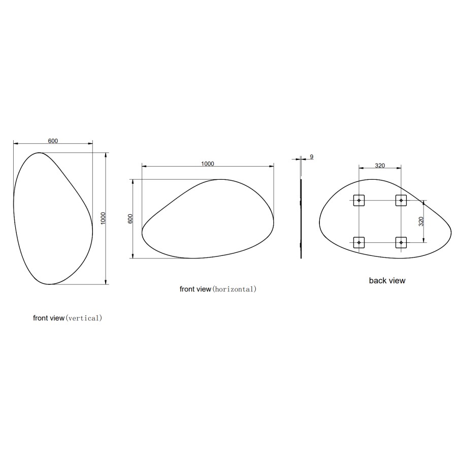 Pebble Frameless Bathroom Mirror 600 x 1000mm - Apollo