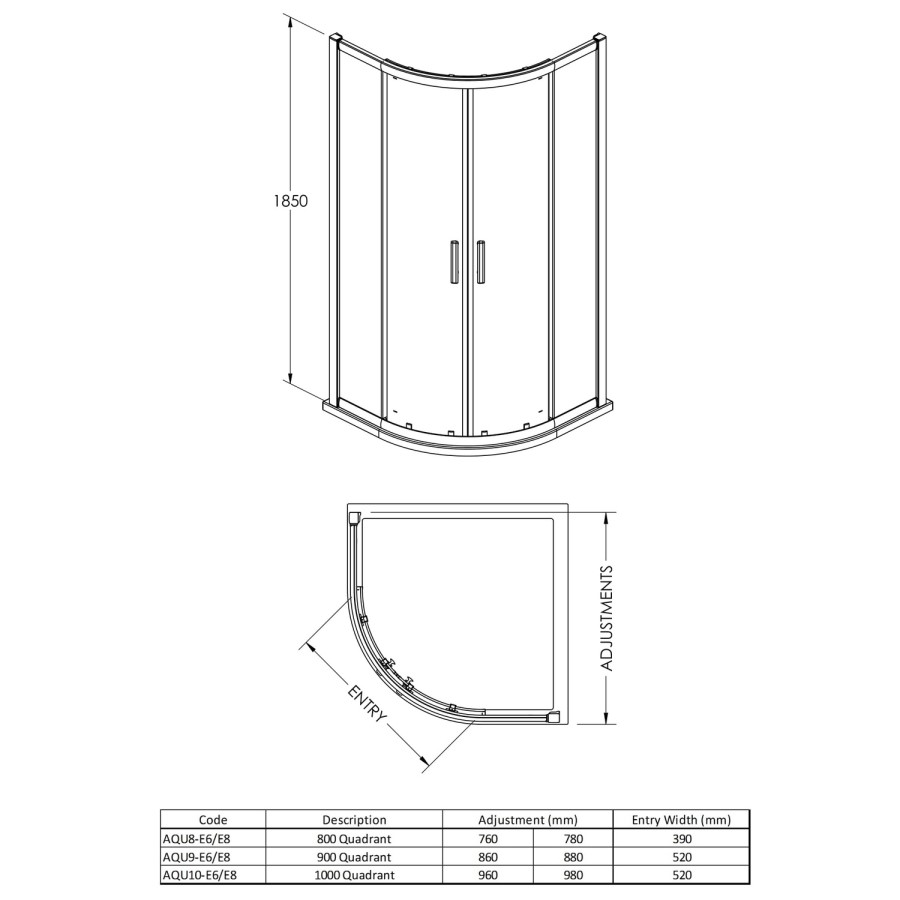 Quadrant 800mm Shower Enclosure- Fiji