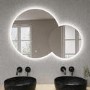 Round Backlit Heated Double Bathroom Mirror with Lights 900 x 700mm - Aquarius