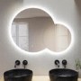 Round Backlit Heated Double Bathroom Mirror with Lights 900 x 700mm - Aquarius