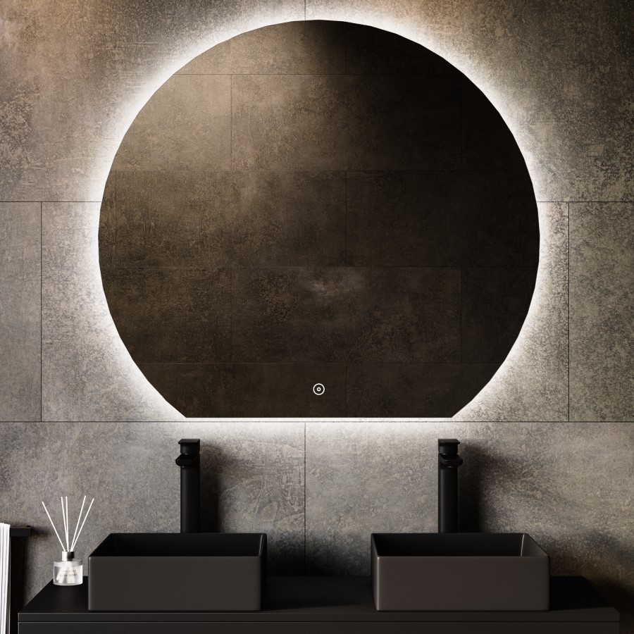 Semi Circle Backlit Heated Bathroom Mirror with Lights 1000 x 900mm - Ara