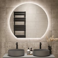 GRADE A1 - Semi Circle LED Bathroom Mirror with Demister 1000 x 900mm - Ara