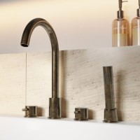 Antique Brass 4 Hole Bath Shower Mixer Tap - Arissa