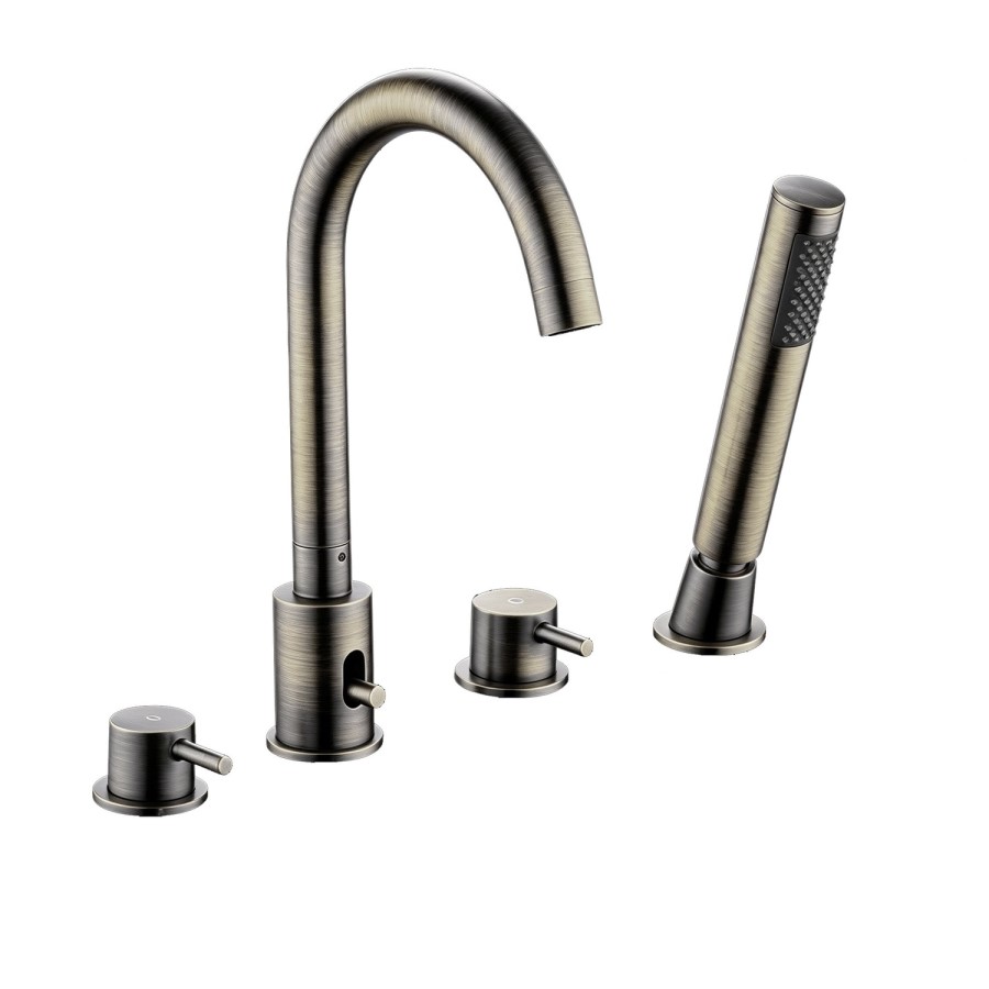 Antique Brass 4 Hole Bath Shower Mixer Tap - Arissa