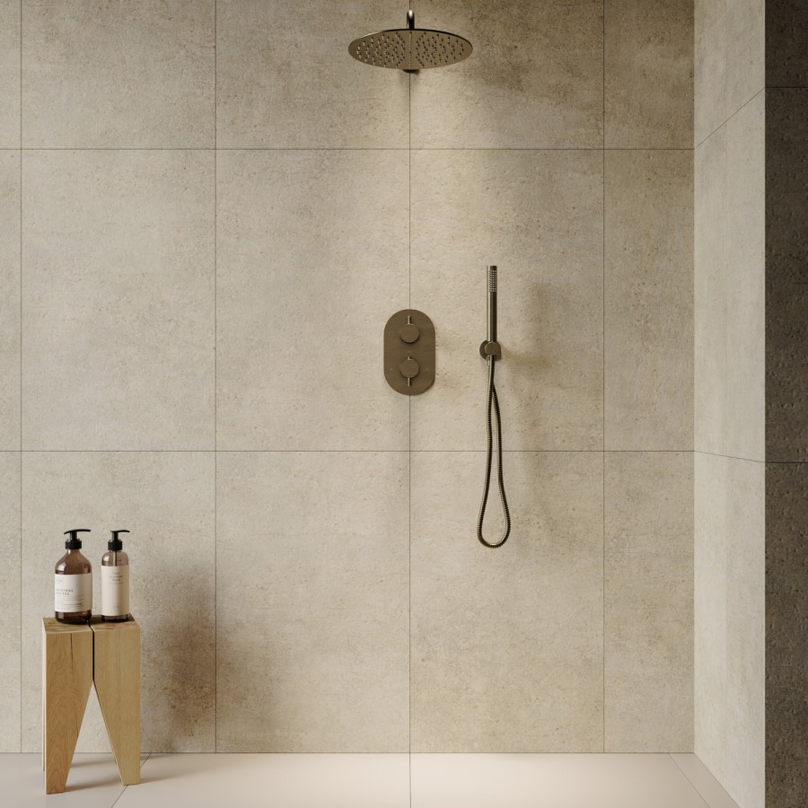 Antique Brass Hand Shower with Hose & Integrated Wall Elbow - Arissa