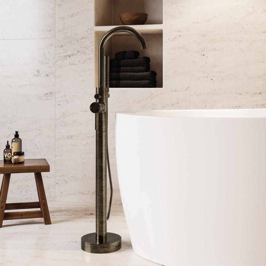 Antique Brass Freestanding Bath Shower Mixer Tap - Arissa