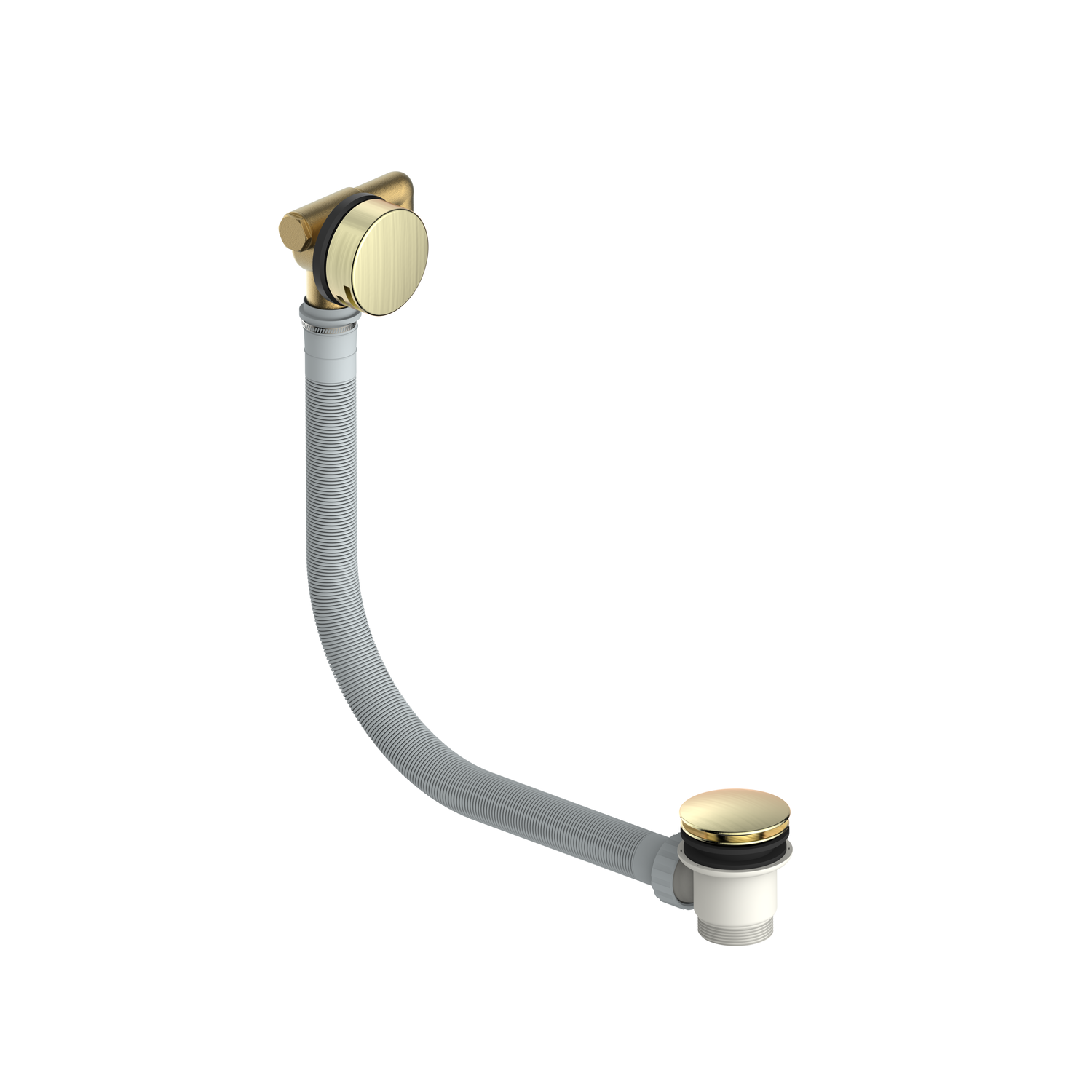 Arissa Brass Brushed Overflow Bath Filler Tap & Click Clack Waste