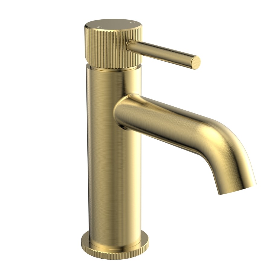 Brushed Brass Fluted Mono Basin Mixer Tap - Arissa
