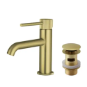ARBBFCBMWW Brushed Brass Fluted Cloakroom Mono Basin Mixer Tap with Waste - Arissa