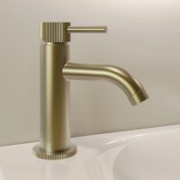 Brushed Brass Fluted Cloakroom Mono Basin Mixer Tap - Arissa