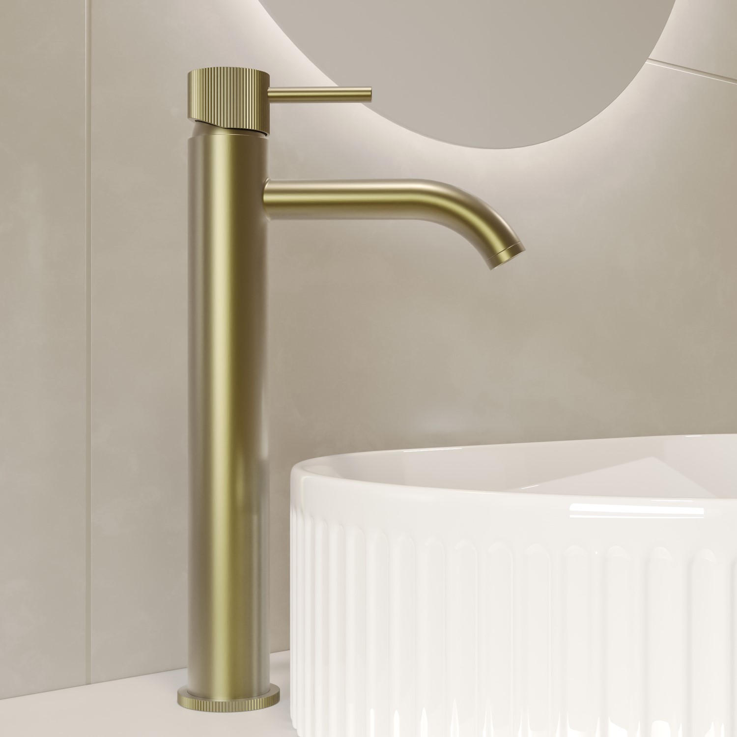 Arissa Brass Brushed Fluted Tall Mono Basin Mixer Tap