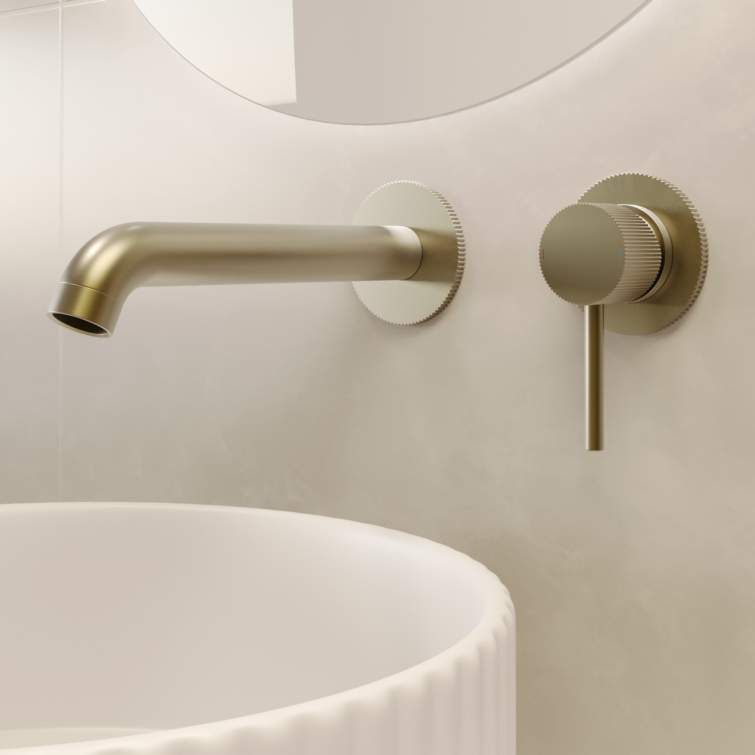 Arissa Brass Brushed Fluted Wall Mounted Basin Mixer Tap