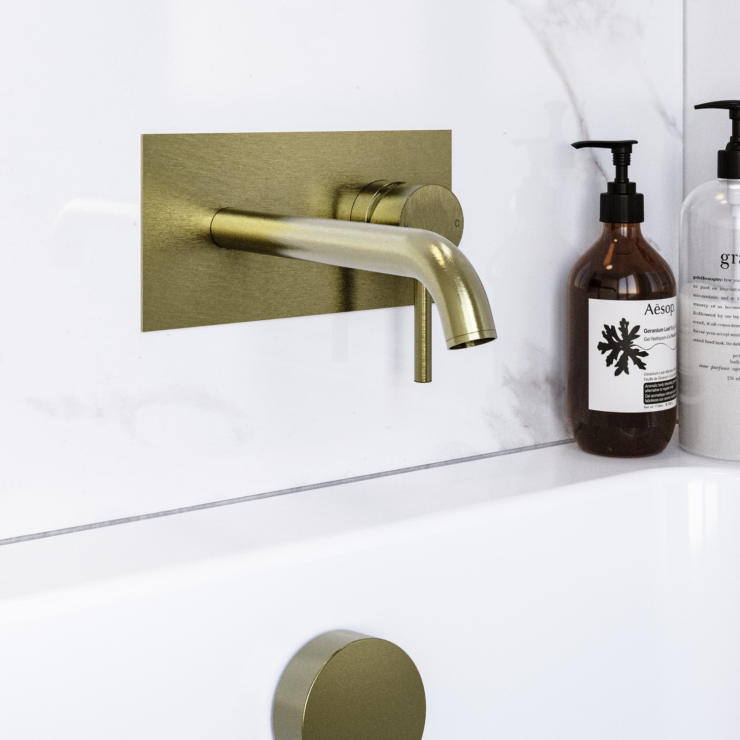 Photos - Tap Arissa Brushed Brass Wall Mounted Bath  With Backing Plate -  Brass T80010-PB 