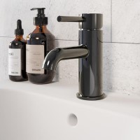 Black Chrome Mono Basin Mixer Tap - Arissa