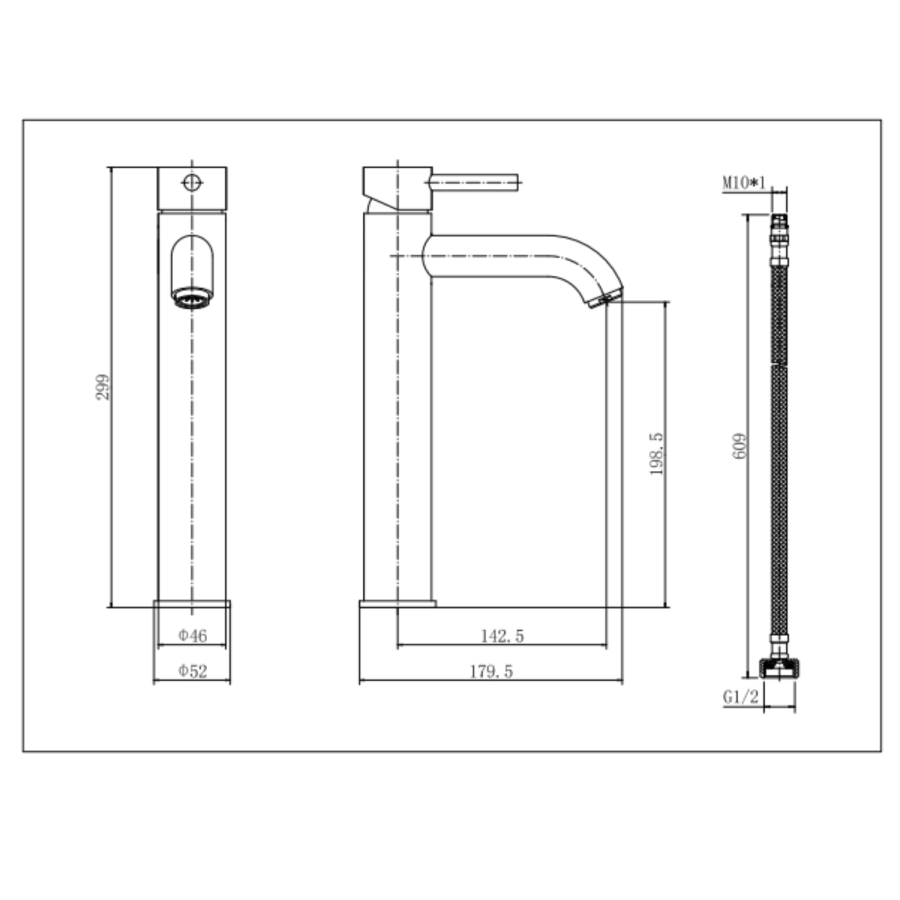 Black Chrome Tall Mono Basin Mixer Tap - Arissa