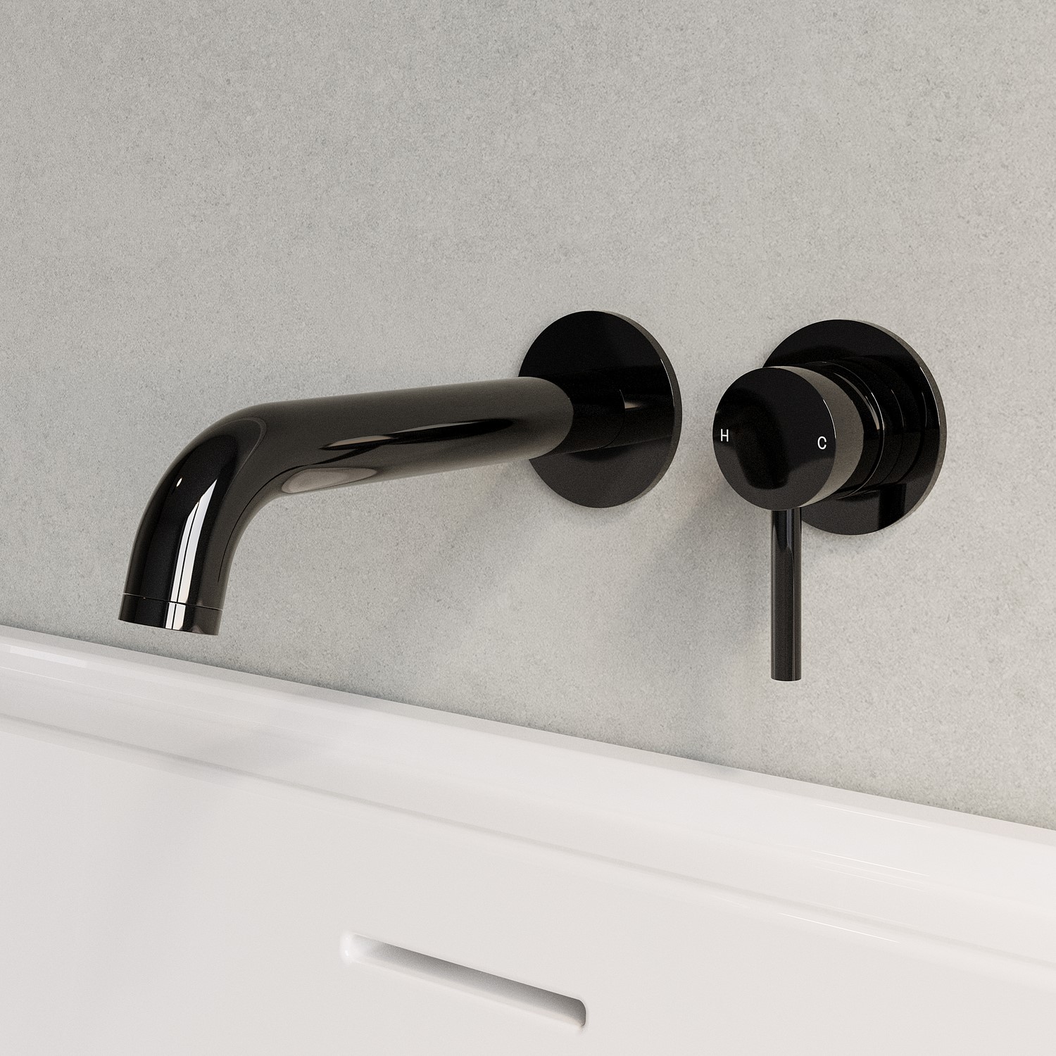 Arissa Black Chrome Wall Mounted Bath Mixer Tap