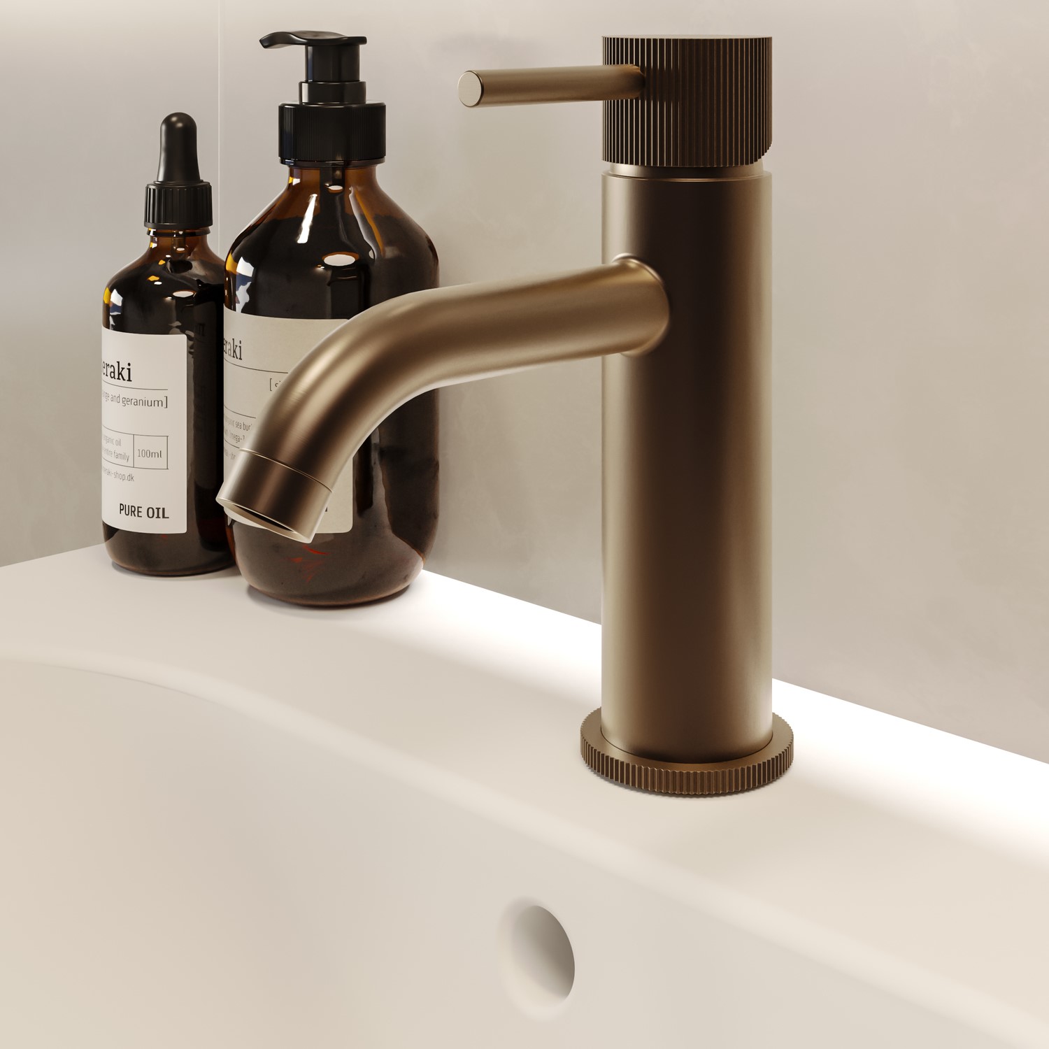Arissa Bronze Brushed Fluted Mono Basin Mixer Tap With Waste