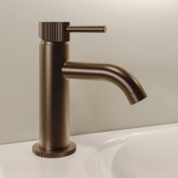 Brushed Bronze Fluted Cloakroom Mono Basin Mixer Tap with Waste - Arissa