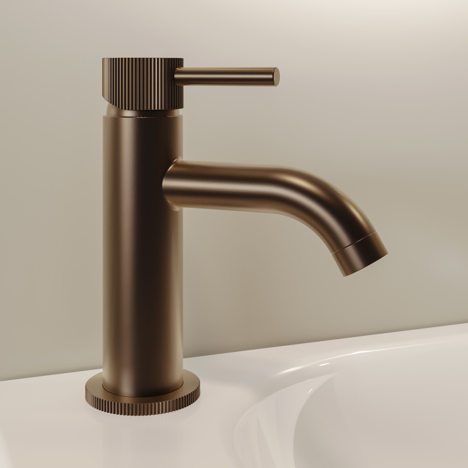 Arissa Bronze Brushed Fluted Cloakroom Mono Basin Mixer Tap With Waste