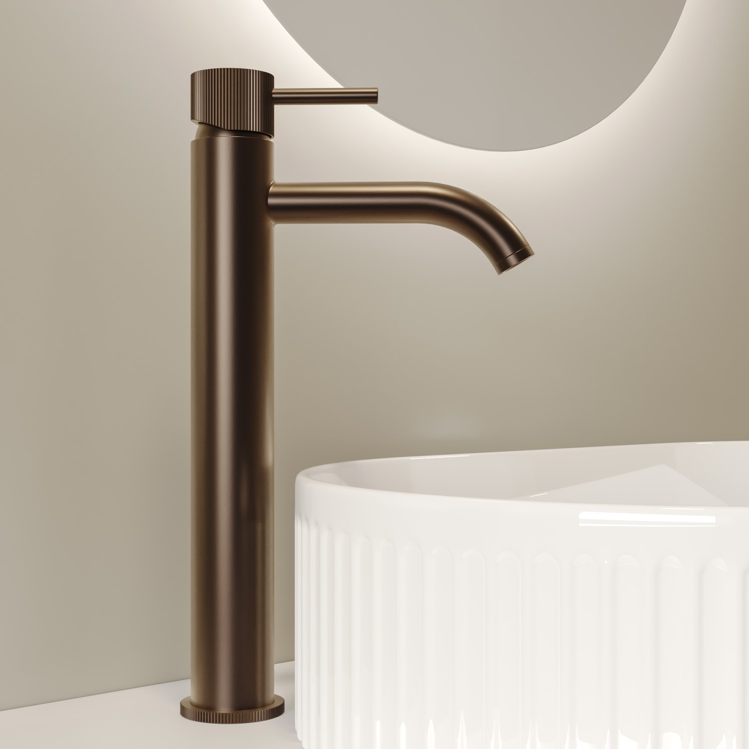 Arissa Bronze Brushed Fluted Tall Basin Mono Mixer Tap