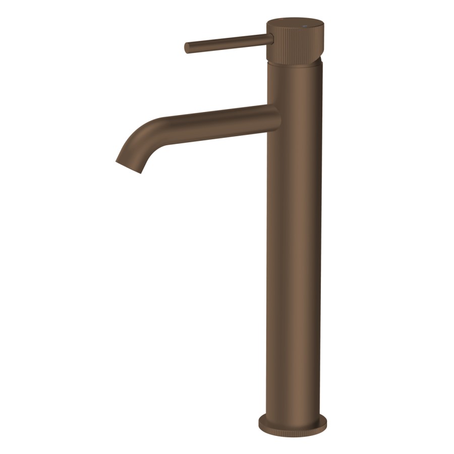 Brushed Bronze Fluted Tall Basin Mono Mixer Tap - Arissa