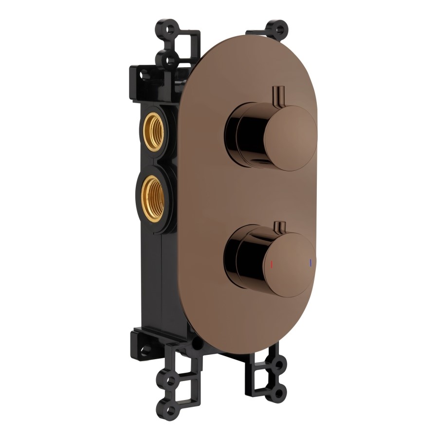 Brushed Bronze 2 Outlet Concealed Thermostatic Mixer Shower Valve - Arissa