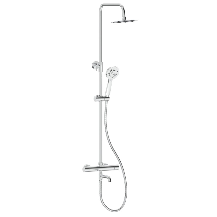Chrome Round Thermostatic Mixer Shower Set with Bath Filler Spout - Arissa