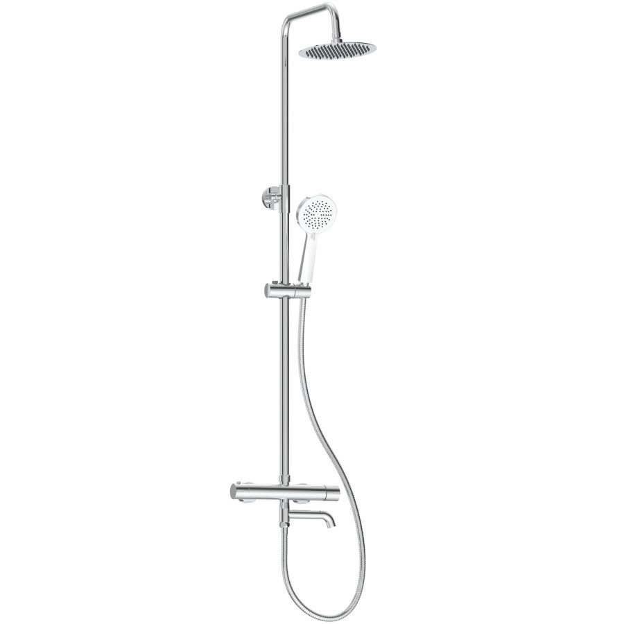 Chrome Round Thermostatic Mixer Shower Set with Bath Filler Spout - Arissa