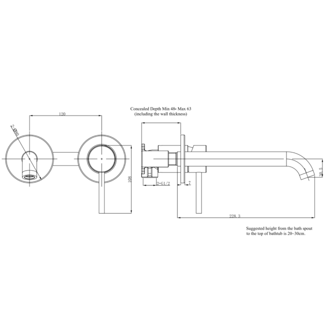 Wall Mounted Bath Tap Height