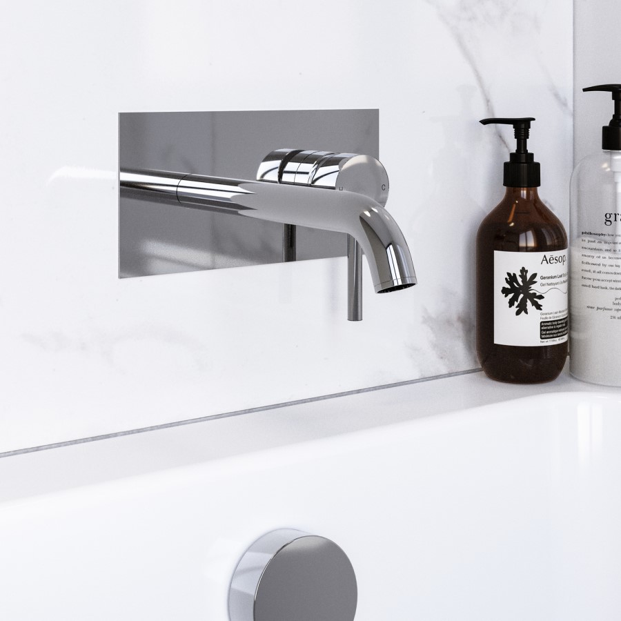 Chrome Wall Mounted Bath Tap With Backing Plate - Arissa