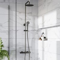 ALMOST PERFECT - Gunmetal Grey Thermostatic Bar Mixer Shower Set with Slide Rail Kit & Hand Shower - Arissa