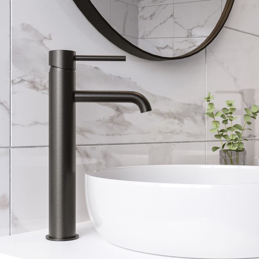 Gunmetal Tall Mono Basin Mixer Tap - Arissa